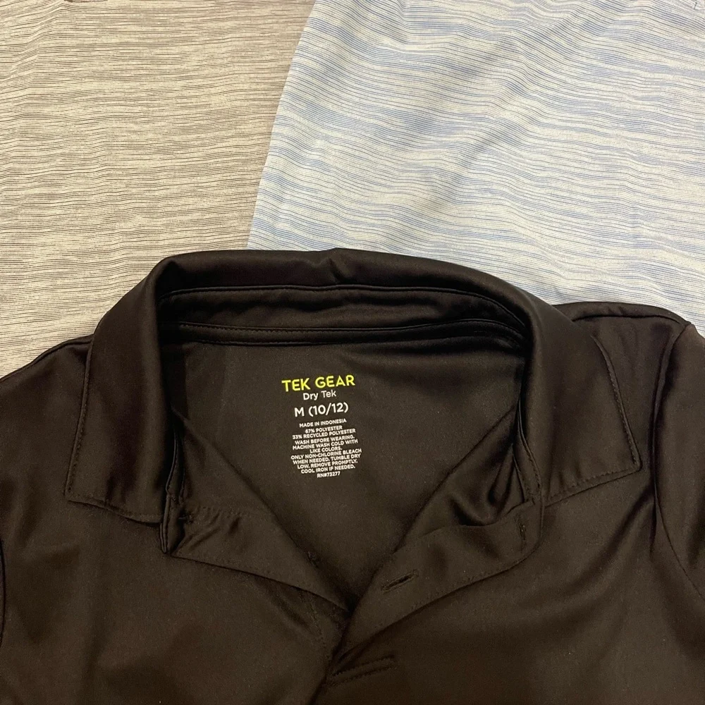 Tek Gear Kids Polo Shirt Trio - Black, Gray, Light Blue Size M(10/12) - Picture 4 of 9